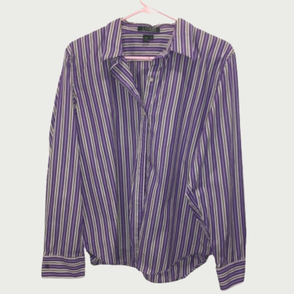 Lauren Ralph Lauren Purple Stripe Blouse